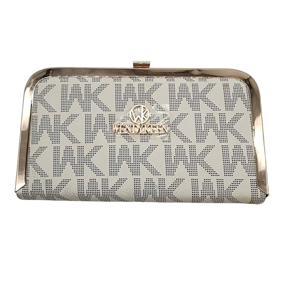 Wendy Keen Clutch Signature Print Red Interior NWT